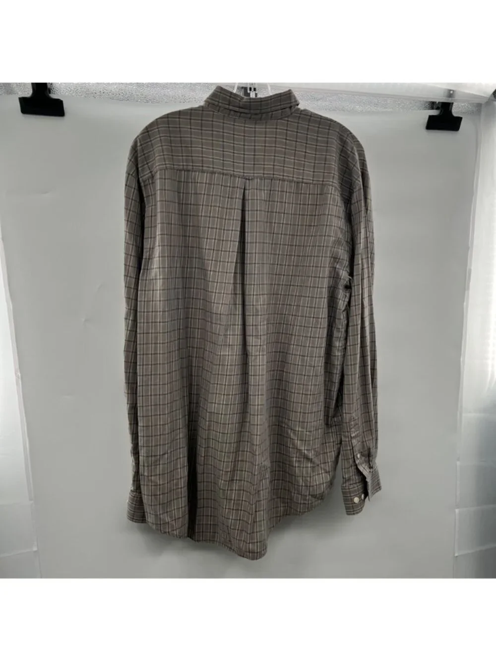Arrow Men's Long Sleeve Button Up Plaid Shirt Gray/Multi Size Large Tall Cotton